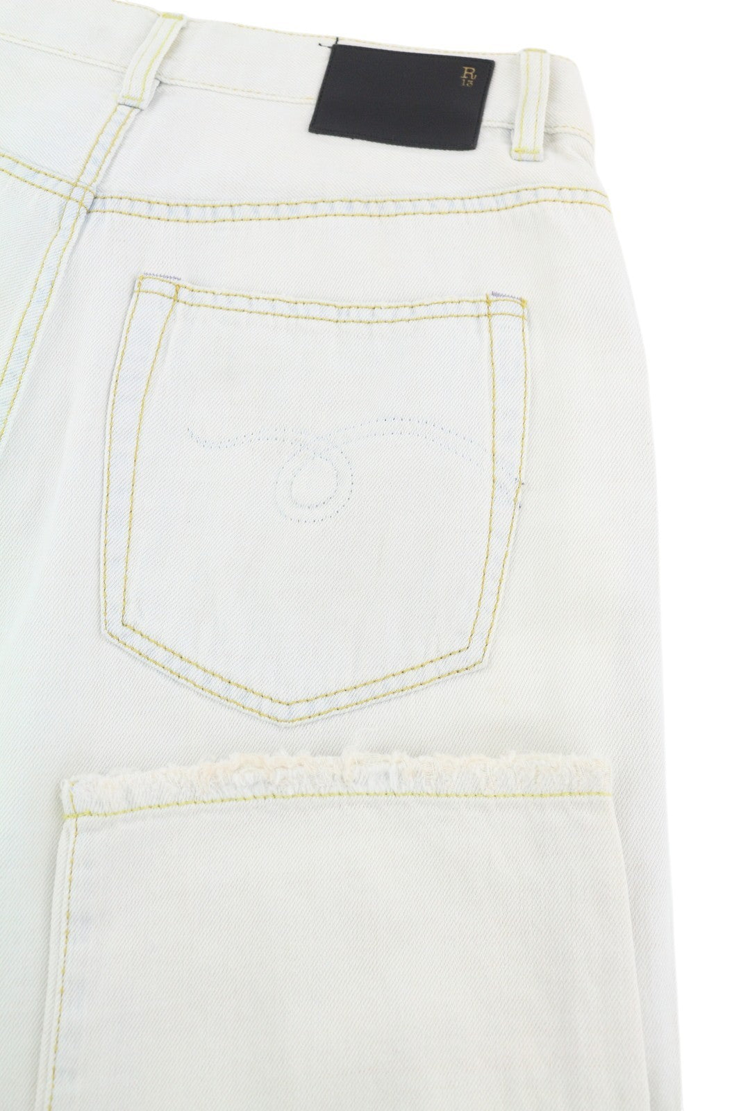 R13 Tailored Drop Women Jeans 27 Kinney Indigo Linen Cropped Relaxed RRP599