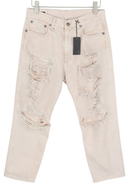 R13 Boyfriend Women Jeans 27 Peyton Pink Ripped Distress Zip Denim RRP699