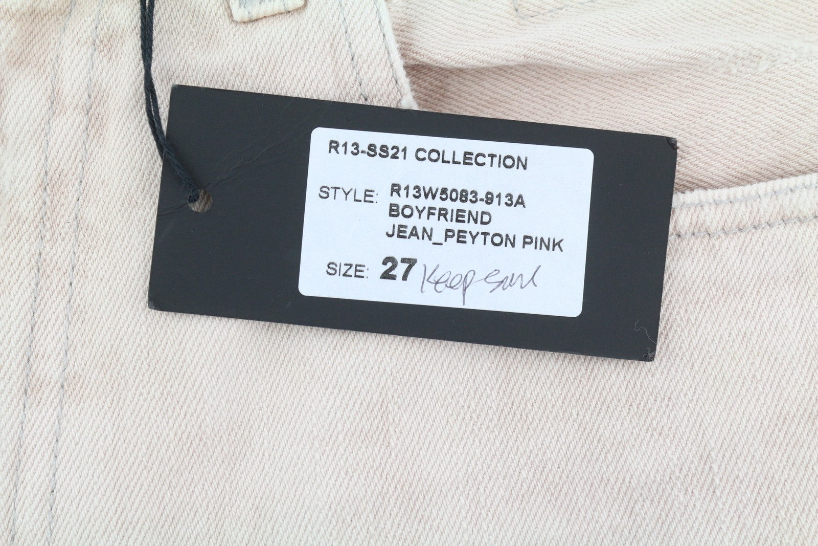 R13 Boyfriend Women Jeans 27 Peyton Pink Ripped Distress Zip Denim RRP699