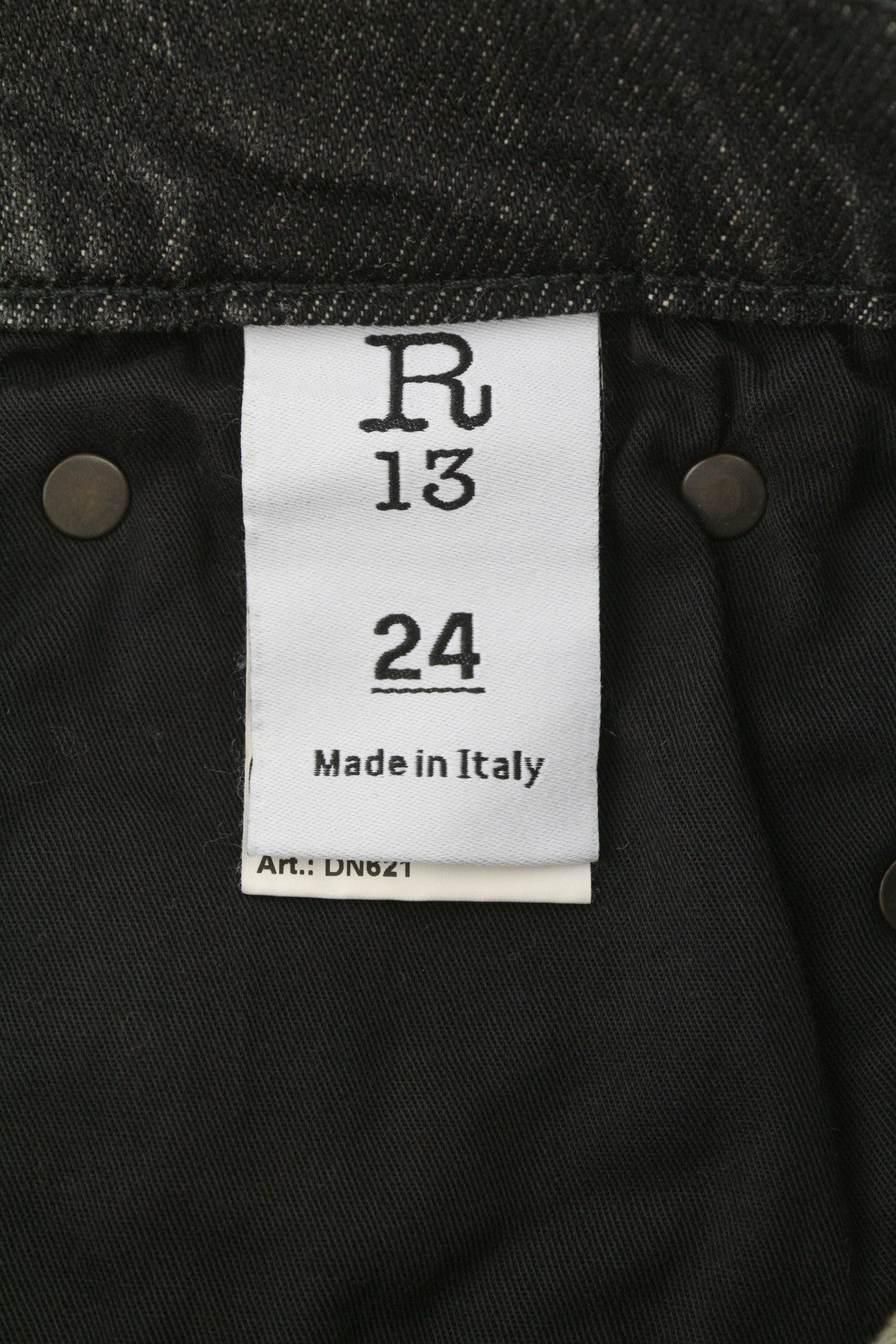 R13 Boyfriend Women Jeans 24 Abbey Black Washed Faded Ankle Distress RRP699