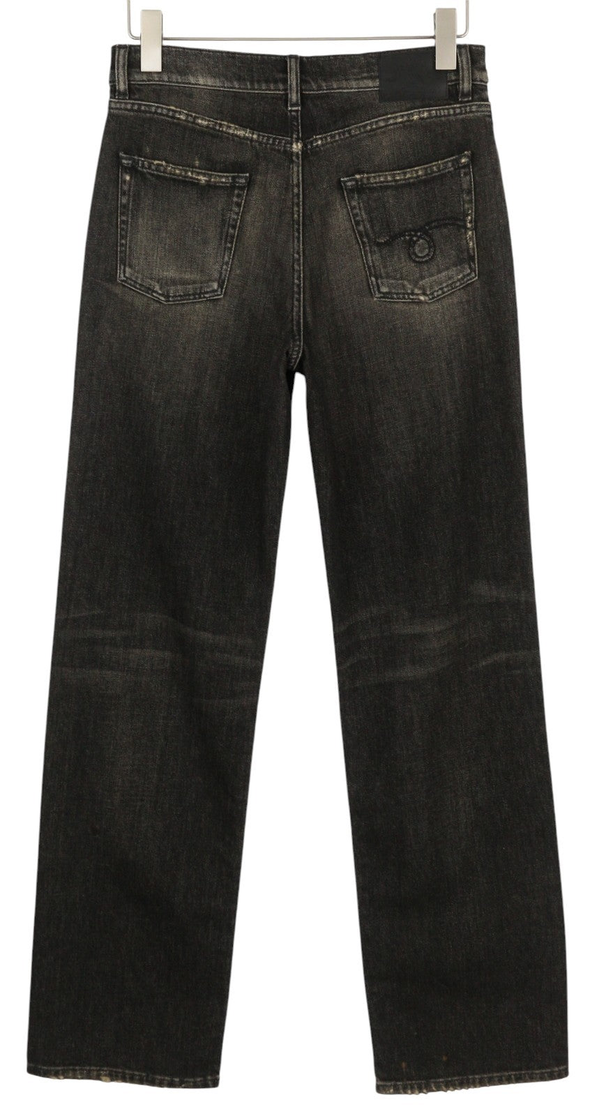 R13 Alice Straight Leg Women Jeans 27 Abbey Black Washed Faded Denim RRP799