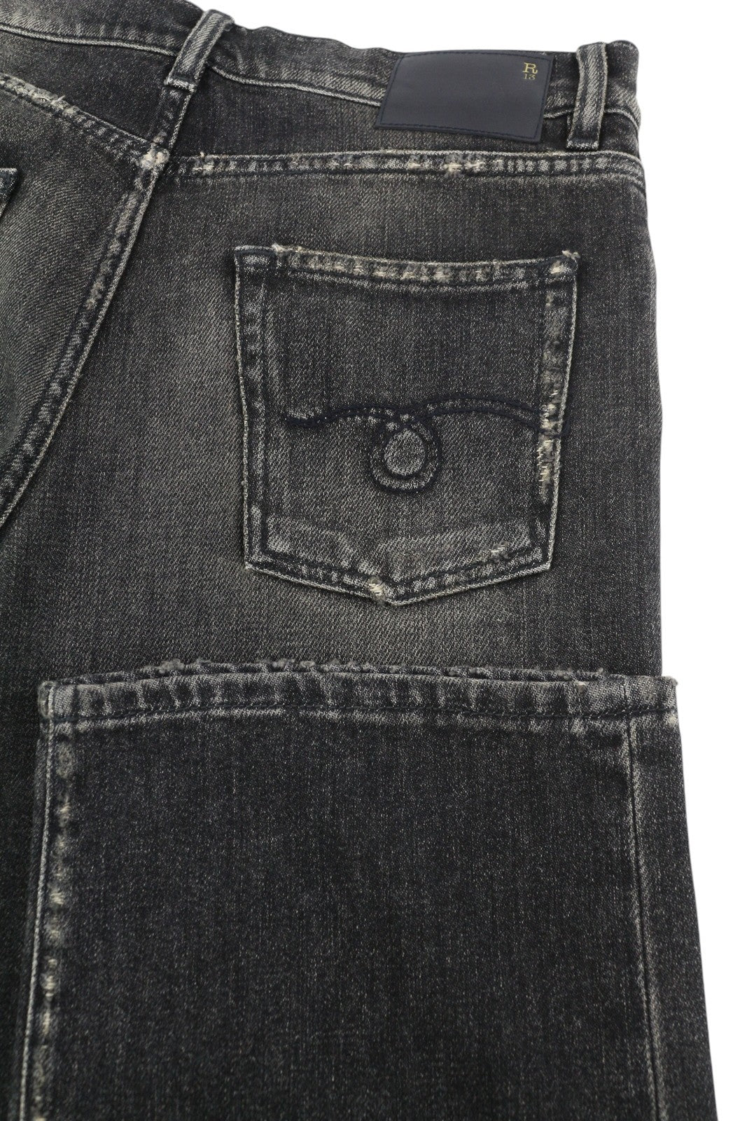 R13 Alice Straight Leg Women Jeans 27 Abbey Black Washed Faded Denim RRP799