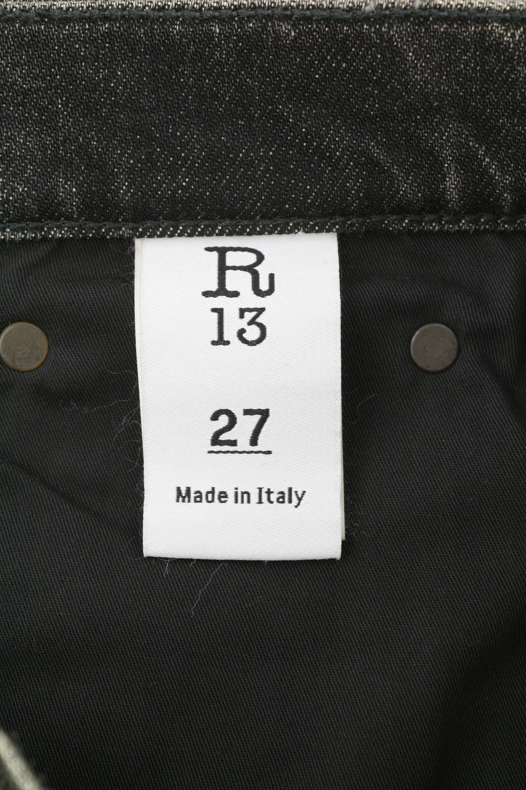 R13 Alice Straight Leg Women Jeans 27 Abbey Black Washed Faded Denim RRP799