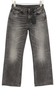 R13 Effie Women Jeans 25 Polaris Black Washed Faded Straight Zip Denim