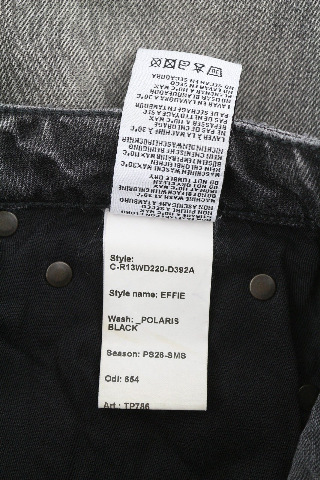 R13 Effie Women Jeans 25 Polaris Black Washed Faded Straight Zip Denim