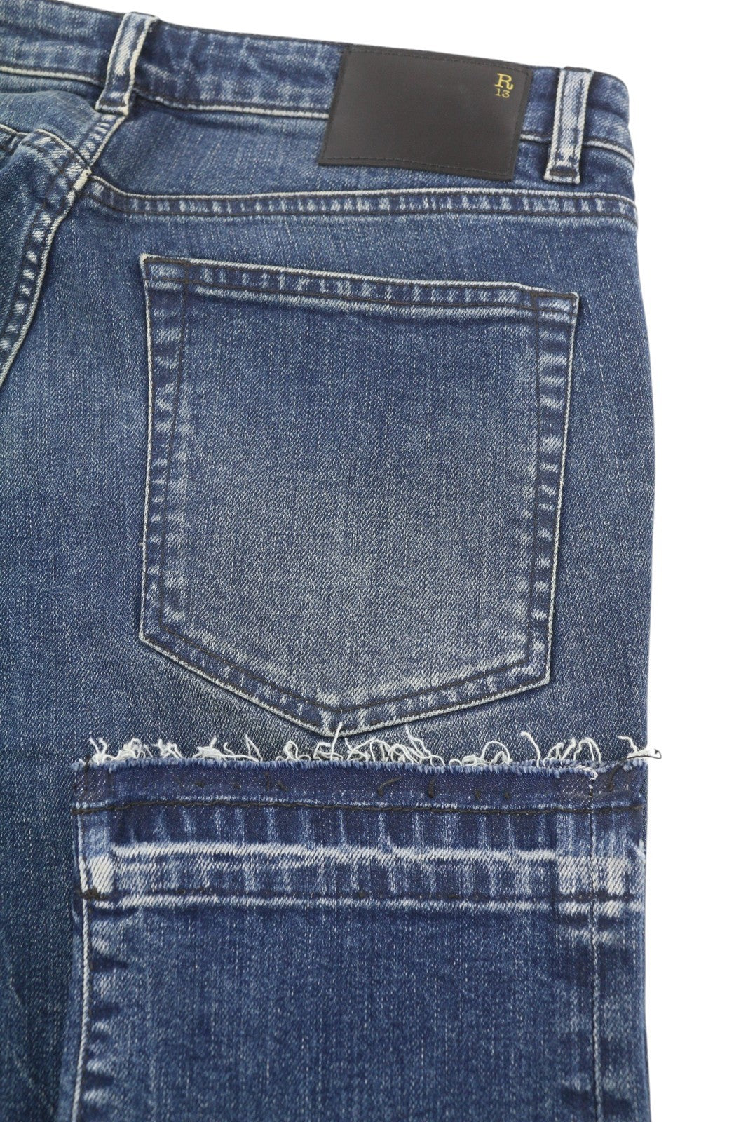 R13 Kate Skinny Let Down Cuff Women Jeans 27 Kinsley Stretch Faded Blue