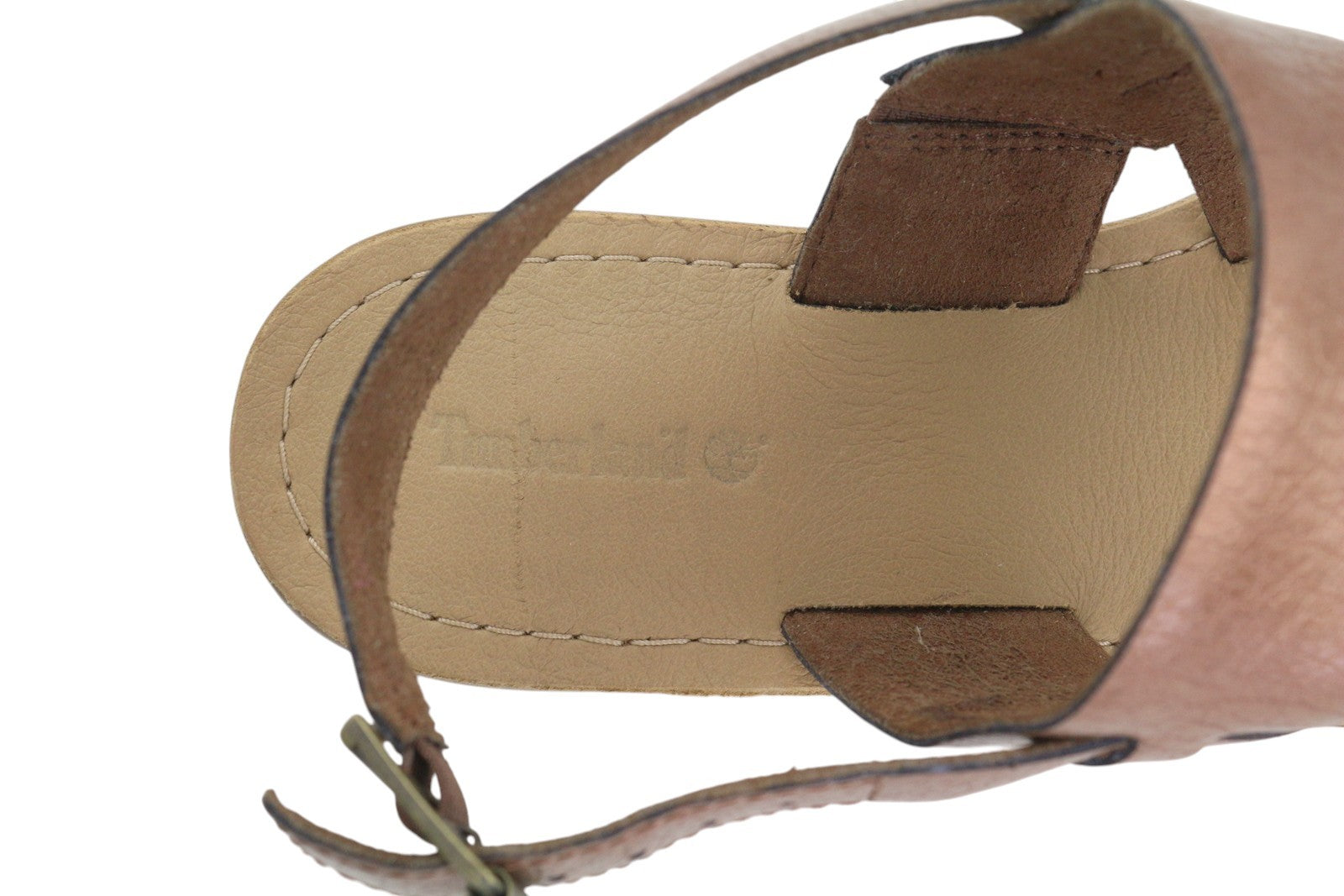 TIMBERLAND A1A8Y Women Sandals EU38/38.5 Brown Leather Flat Buckle Strap