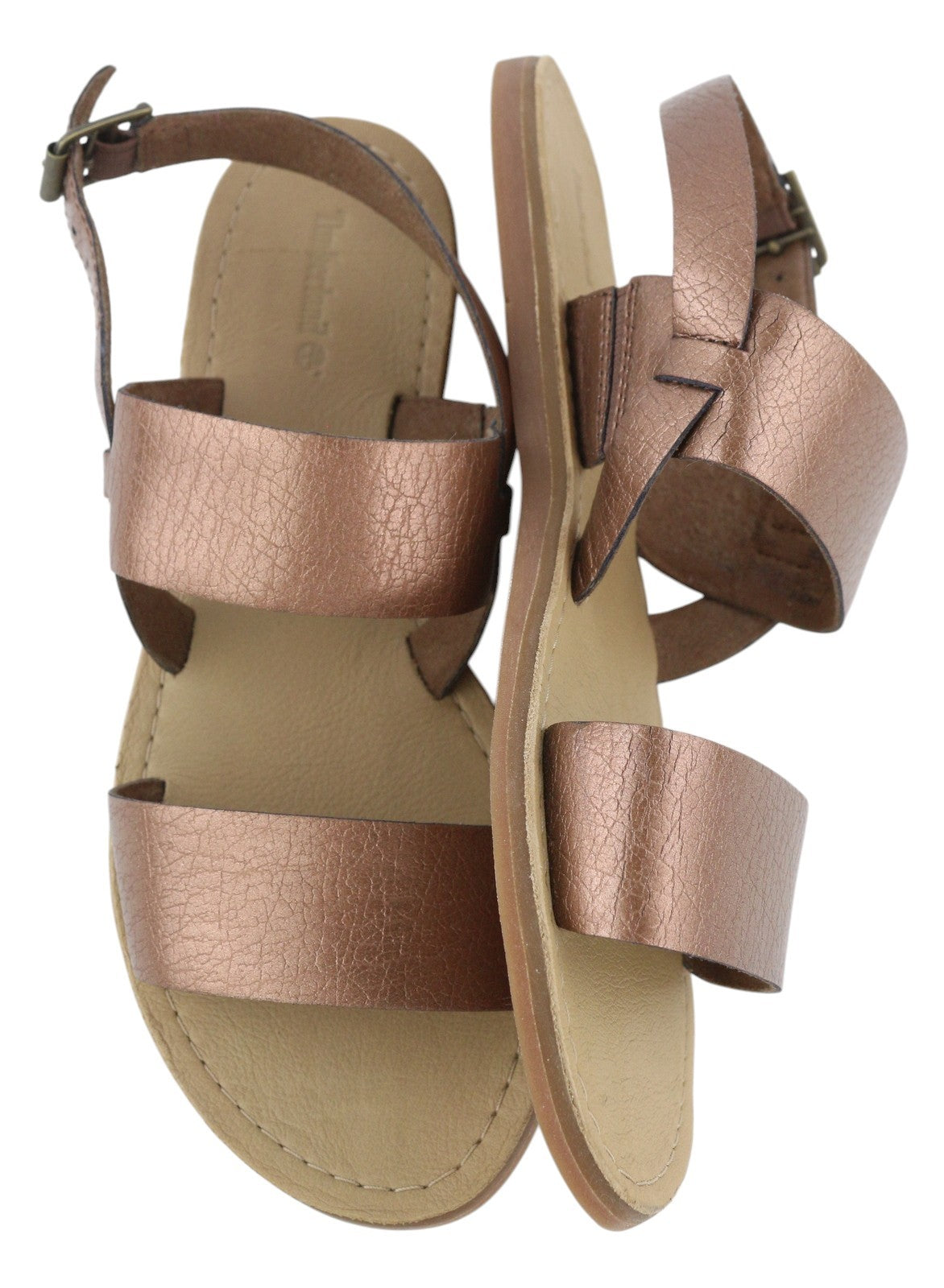 TIMBERLAND A1A8Y Women Sandals EU38/38.5 Brown Leather Flat Buckle Strap