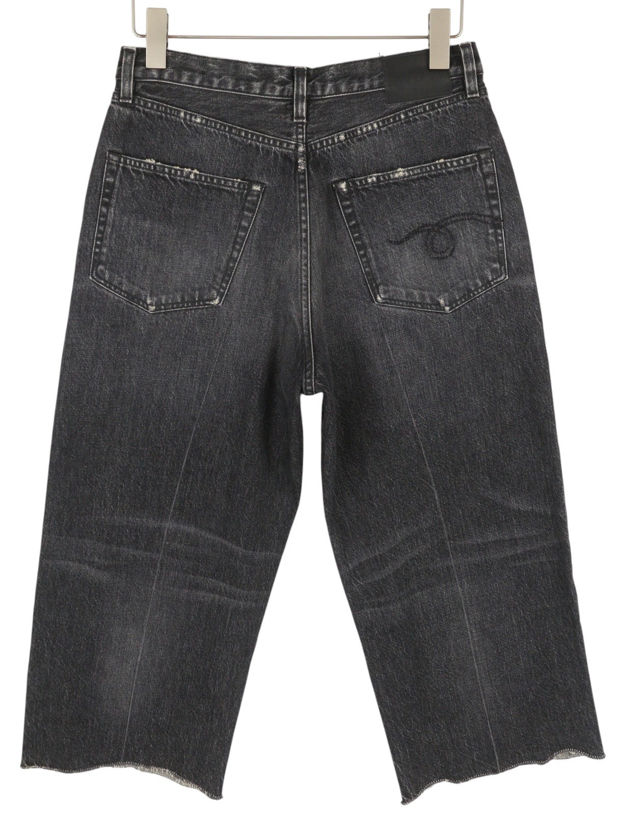 R13 Ankled D'Arcy Women Jeans 27 Everit Black Cropped Straight Faded Denim