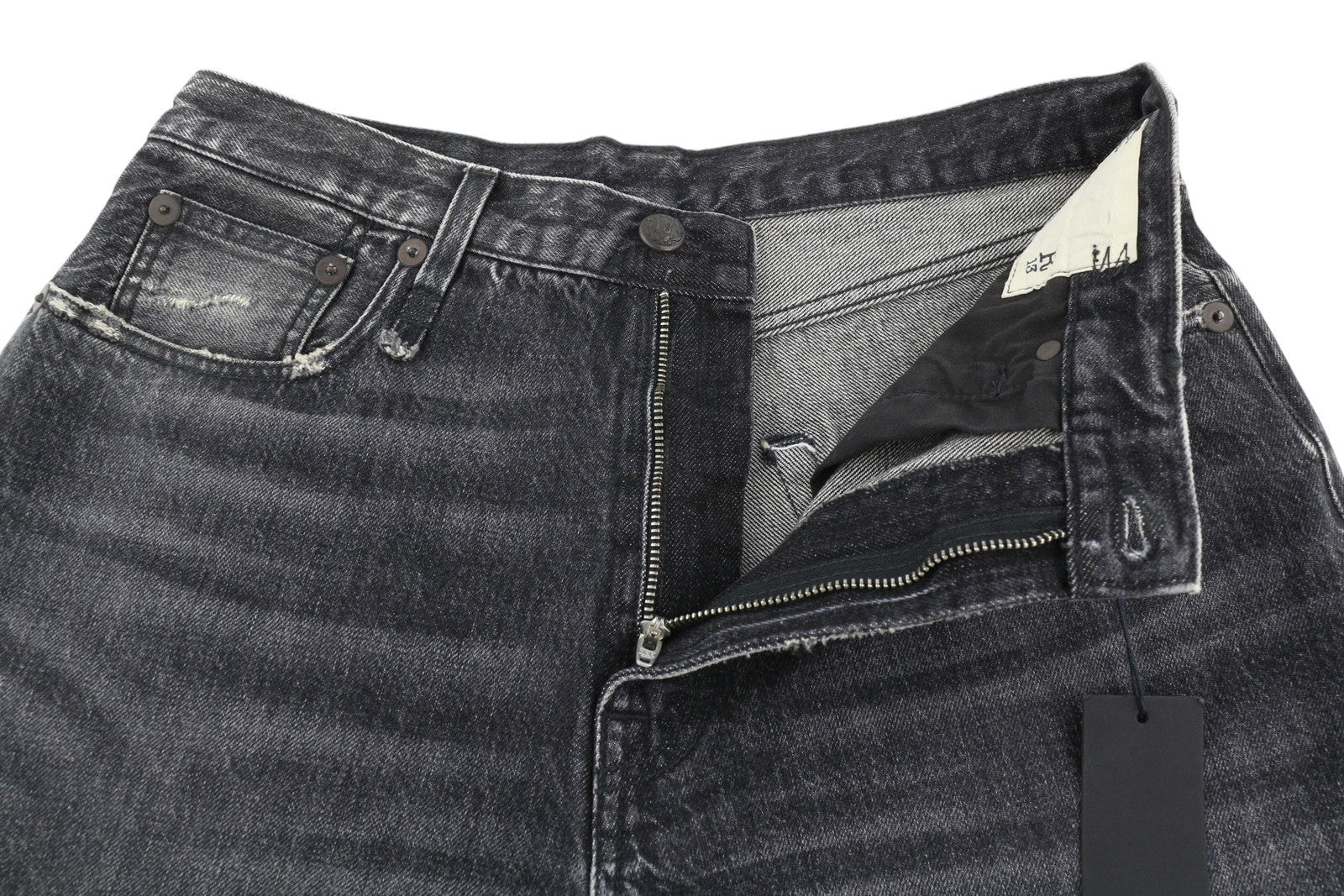 R13 Ankled D'Arcy Women Jeans 27 Everit Black Cropped Straight Faded Denim