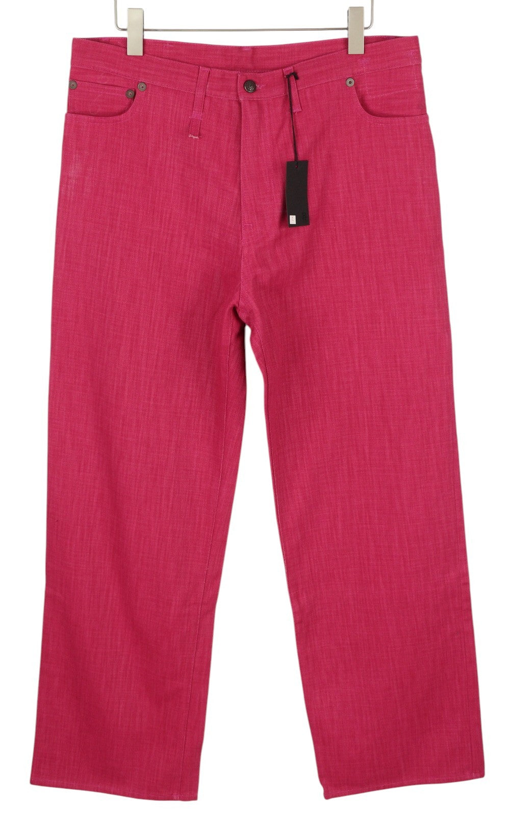 R13 Damon Pleated Women Jeans 26 Vivid Pink Wide Leg Zip Pocket Denim