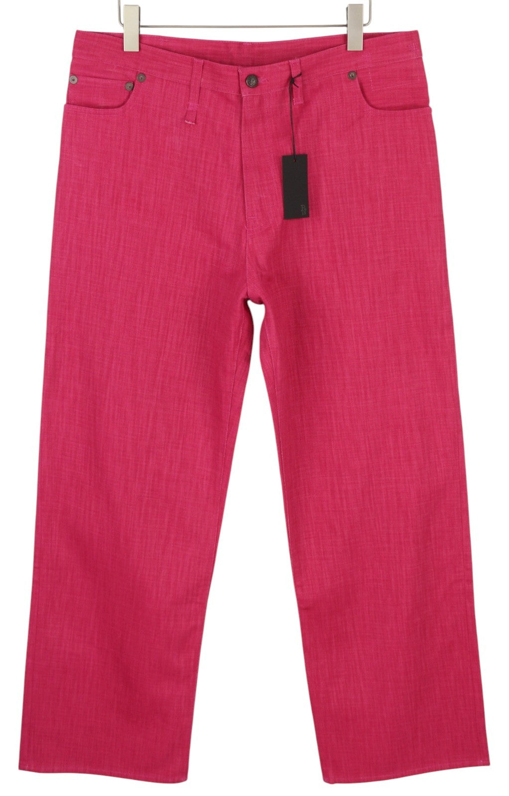 R13 Damon Pleated Women Jeans 27 Vivid Pink Wide Leg Zip Pocket Denim