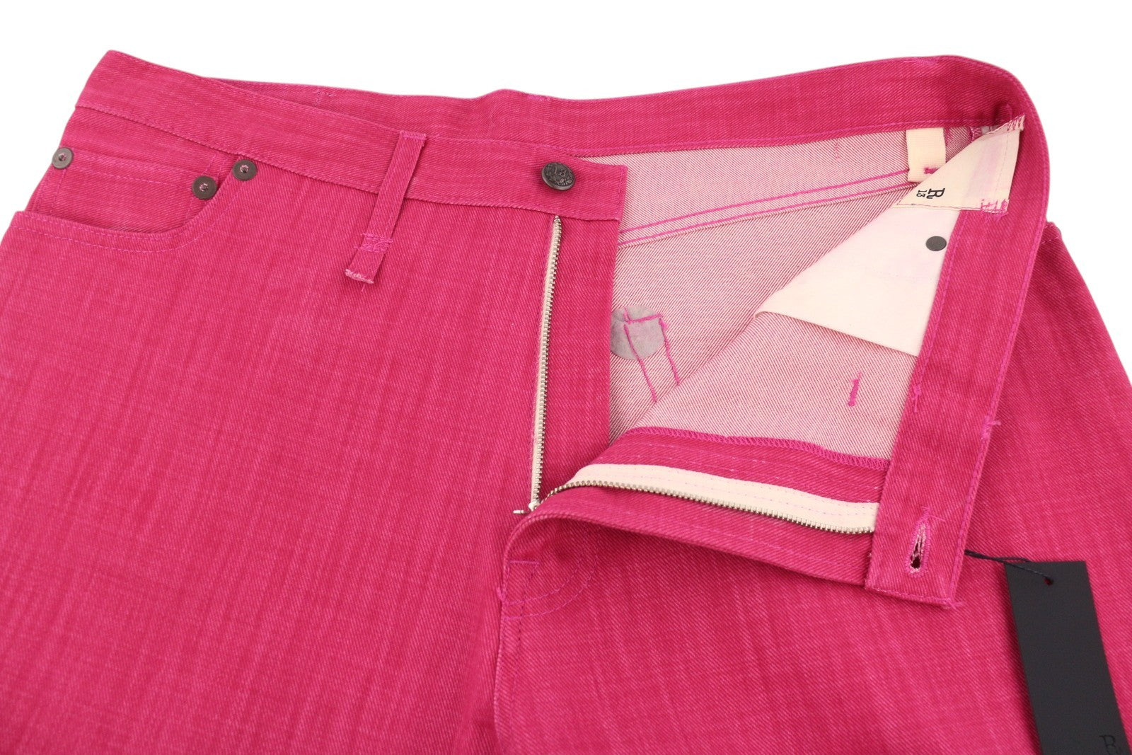 R13 Damon Pleated Women Jeans 27 Vivid Pink Wide Leg Zip Pocket Denim