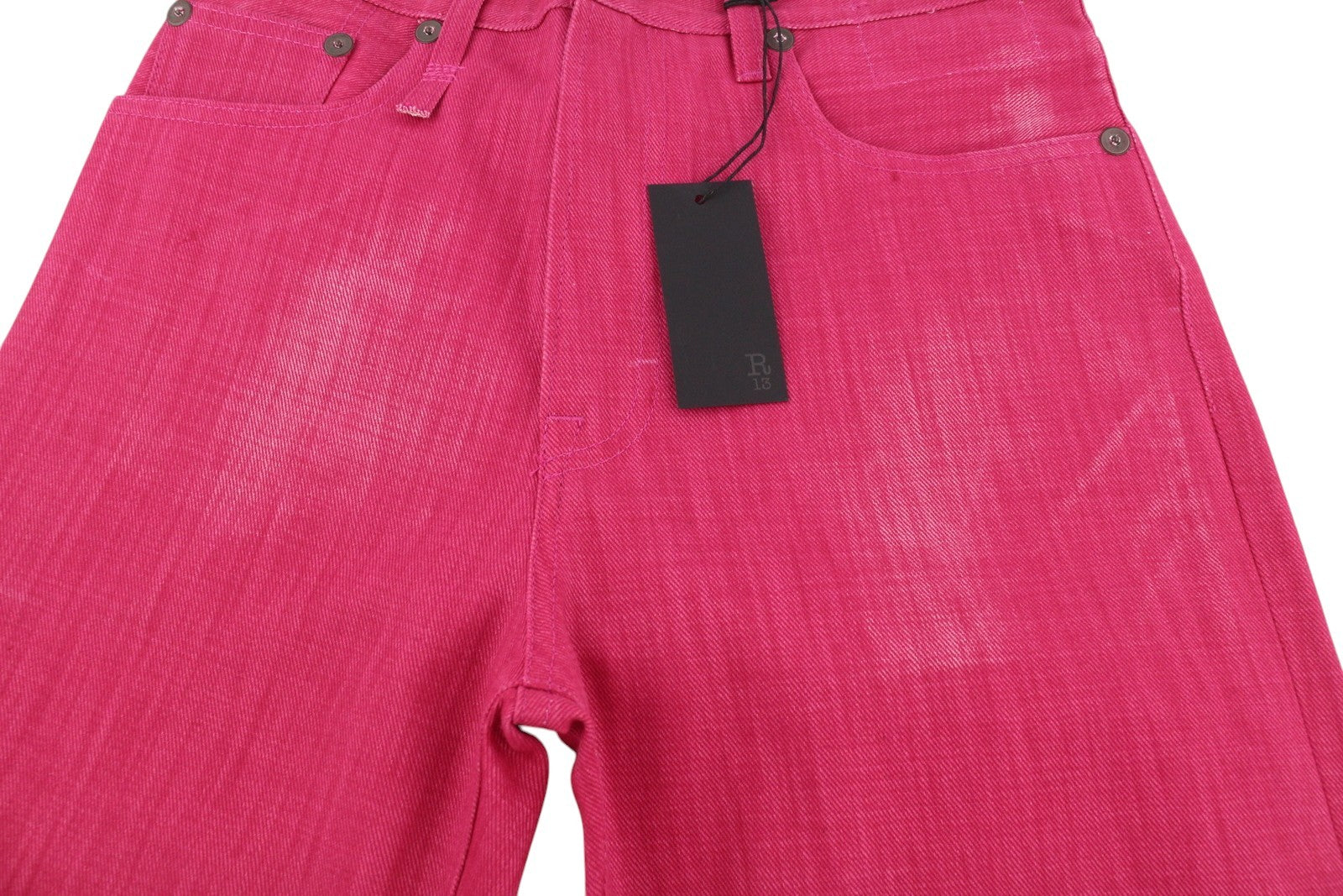 R13 Jane Women Jeans 27 Vivid Pink High Waist Flared Zip Denim