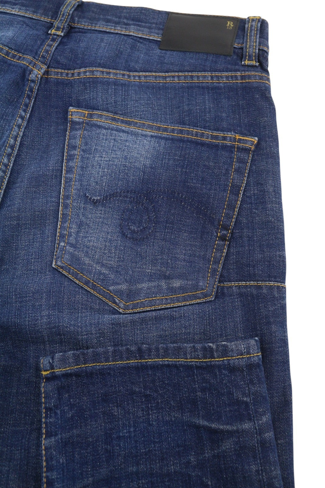 R13 Skate Men Jeans 33 Howell Indigo Washed Skinny Zip Logo Denim