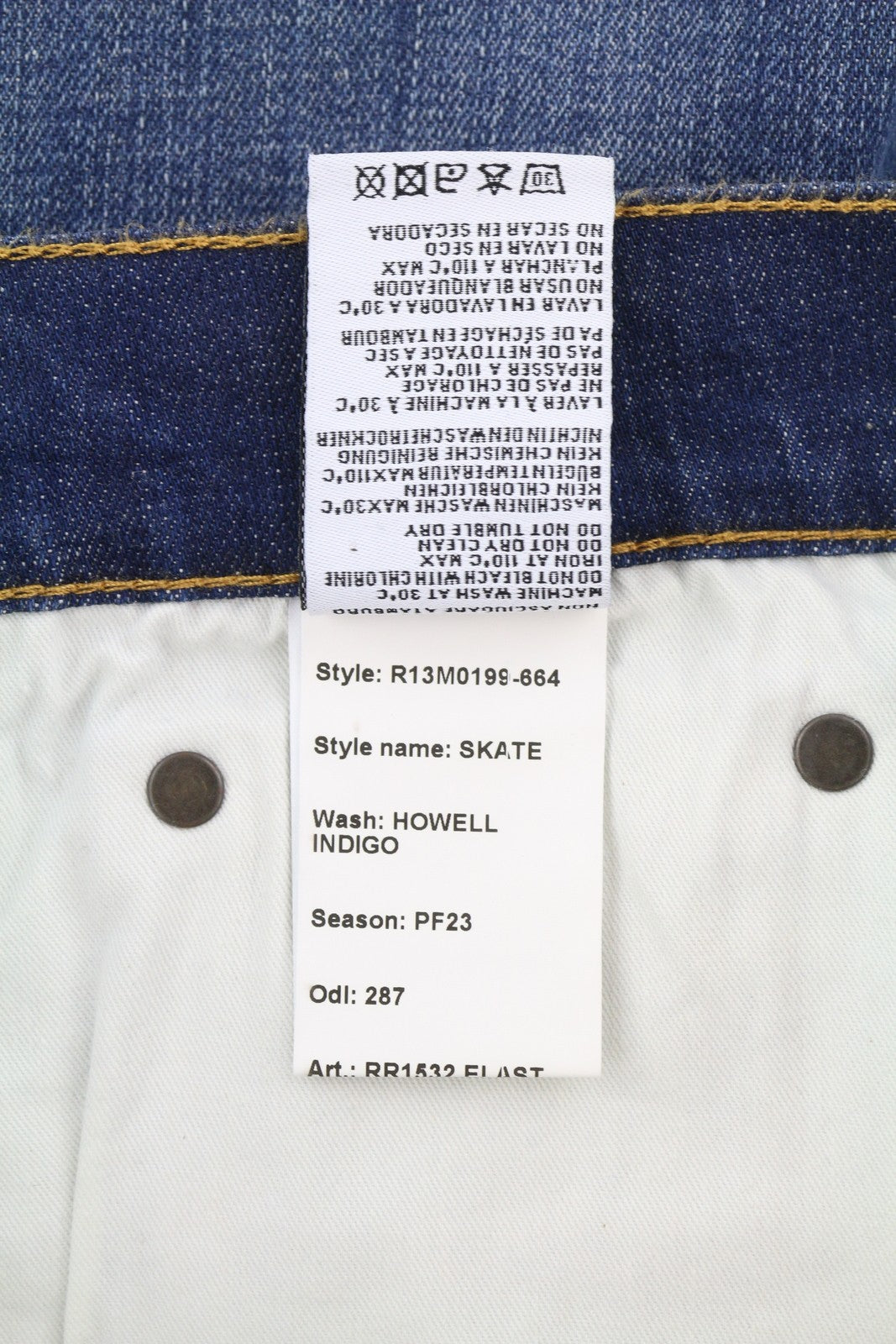 R13 Skate Men Jeans 33 Howell Indigo Washed Skinny Zip Logo Denim