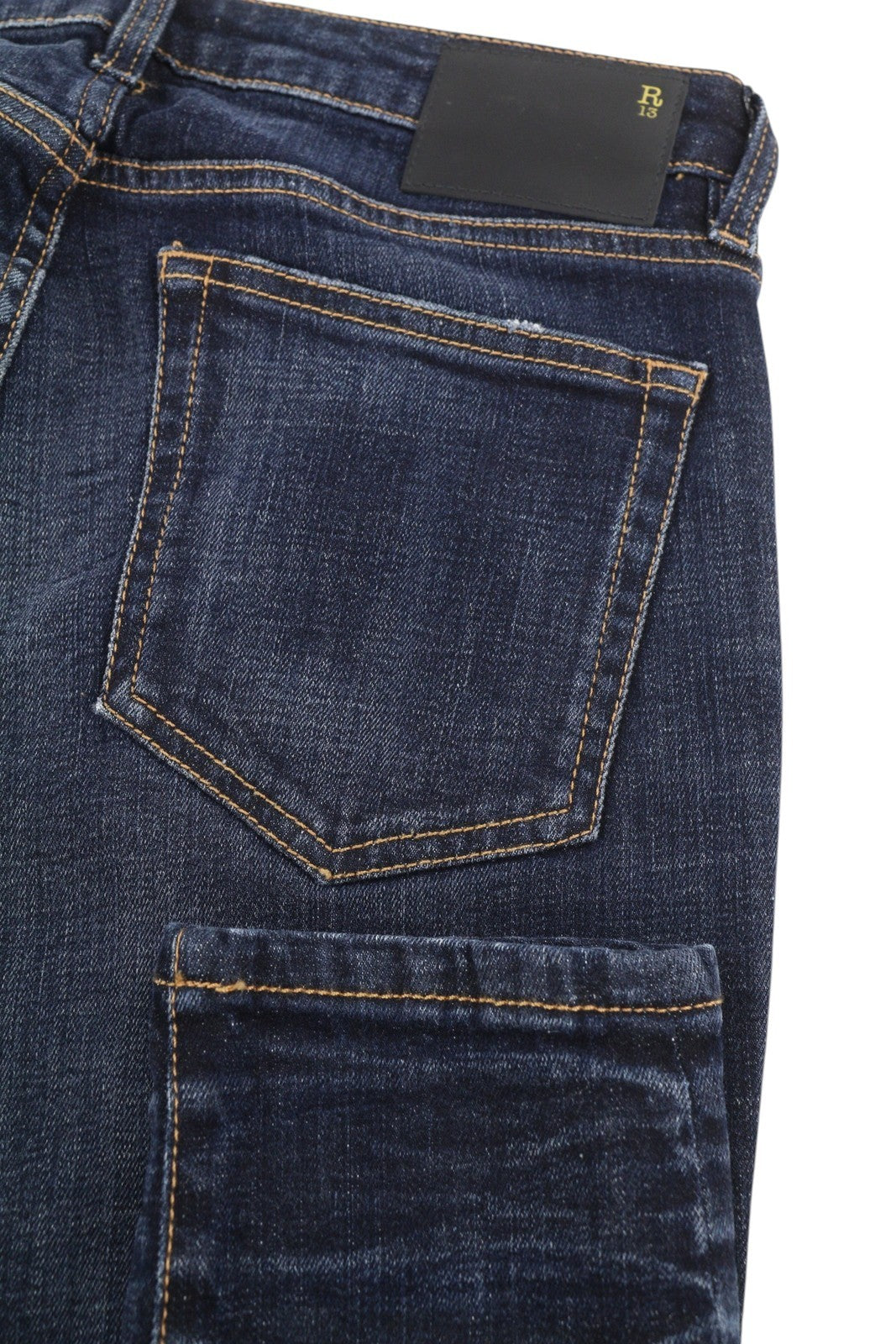 R13 Alison Skinny Women Jeans 27 Howell Indigo Cut Hem Distressed