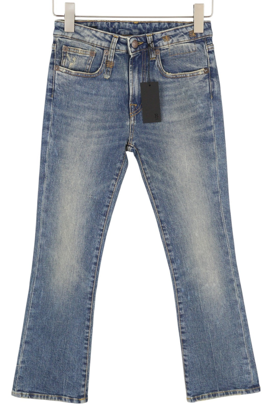 R13 Kick Fit Women Jeans 24 Kelly Stretch Cropped Flared Denim RRP699