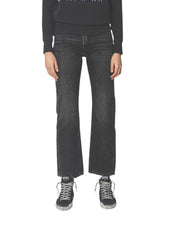 R13 Courtney Slim Women Jeans 27 Everit Black Washed Zip Distress Denim