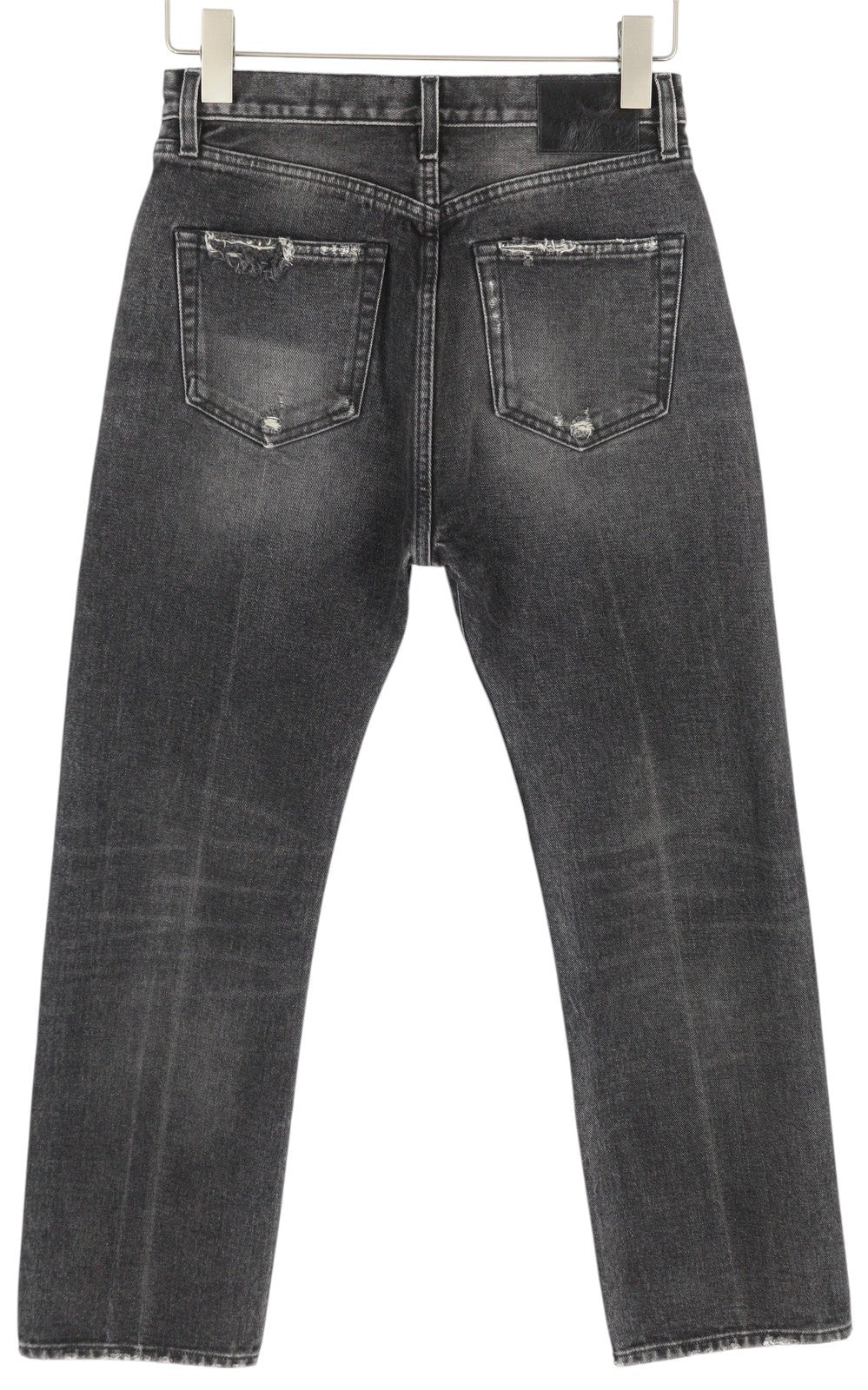 R13 Courtney Slim Women Jeans 27 Everit Black Washed Zip Distress Denim