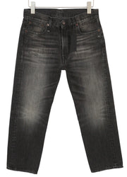 R13 Boyfriend Women Jeans 27 Wilson Black Washed Faded Cropped Relaxed Denim