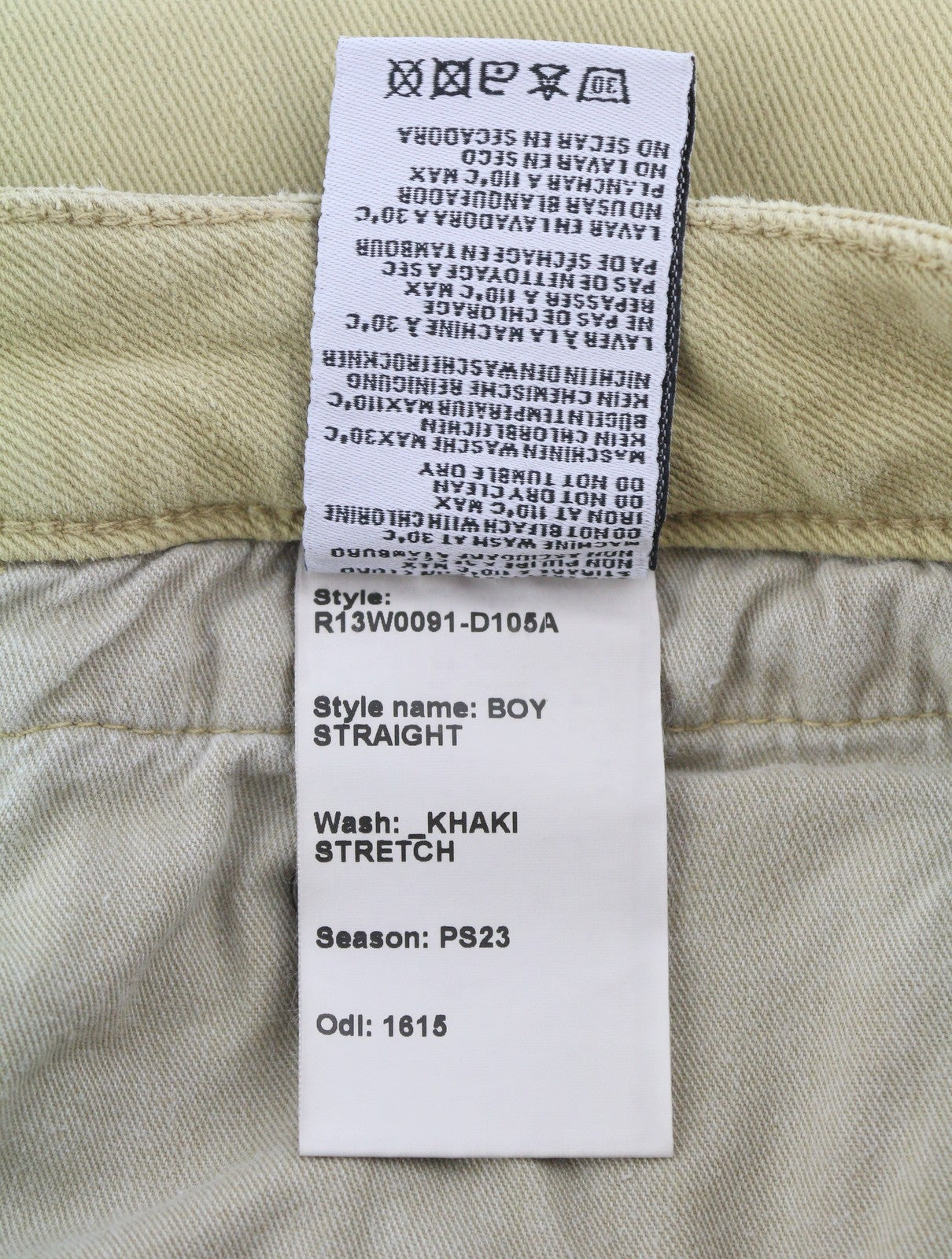 R13 Boy Straight Women Jeans 30 Khaki Stretch Washed Casual Ankle RRP699