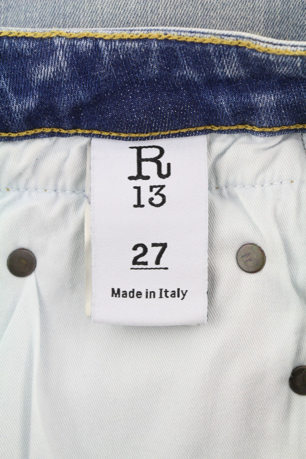 R13 Boy Skinny Women Jeans 27 Blue Washed Faded Cropped Ankle Zip Fly