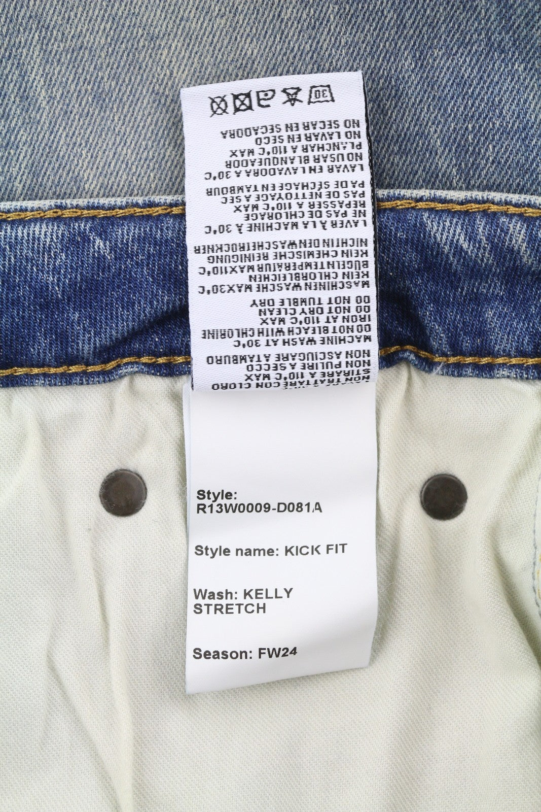 R13 Kick Fit Women Jeans 28 Kelly Stretch Washed Faded Ankle RRP699