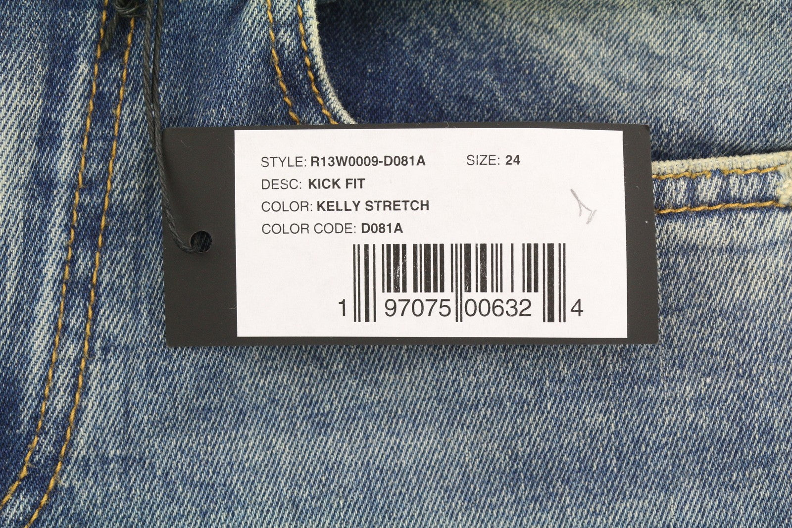 R13 Kick Fit Women Jeans 24 Kelly Stretch Washed Faded Cropped Ankle RRP699