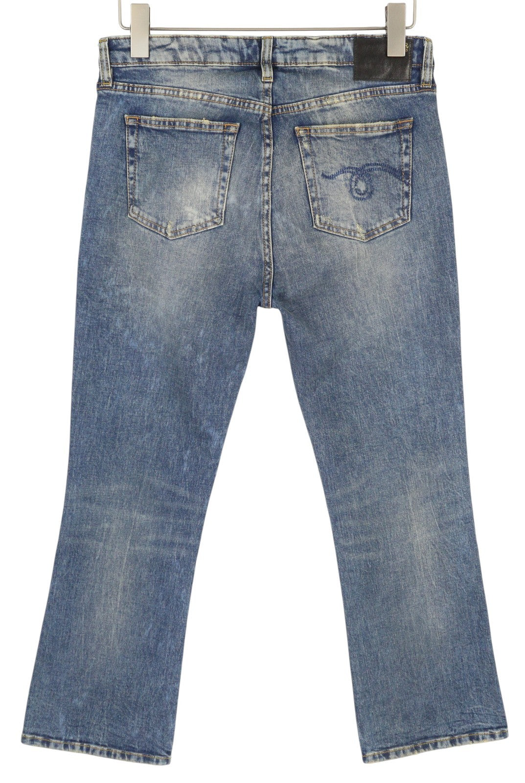 R13 Kick Fit Women Jeans 29 Kelly Stretch Washed Faded Cropped Ankle RRP699