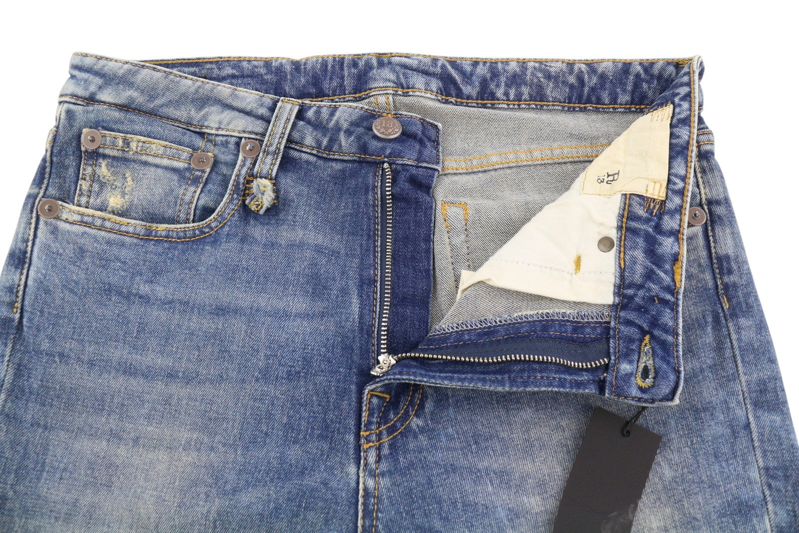 R13 Kick Fit Women Jeans 29 Kelly Stretch Washed Faded Cropped Ankle RRP699