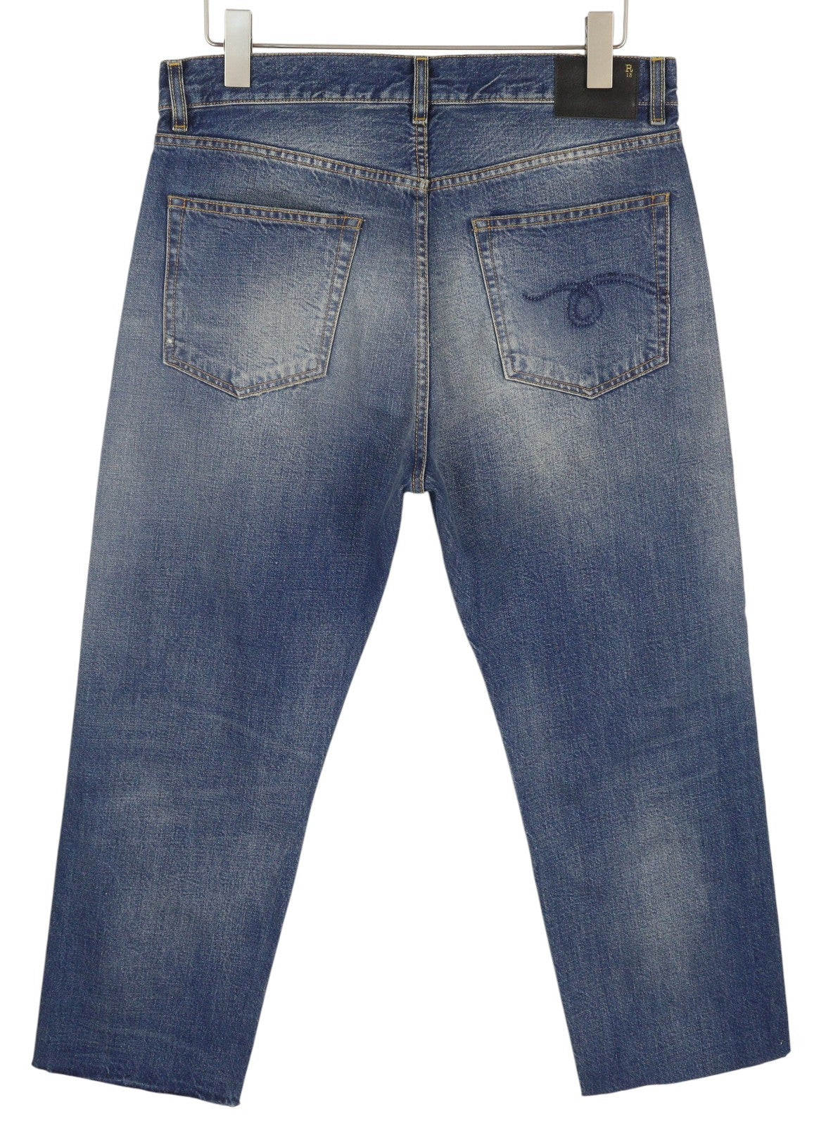 R13 Boyfriend Women Jeans 29 Garnet Blue Washed Faded Cropped Ankle Zip