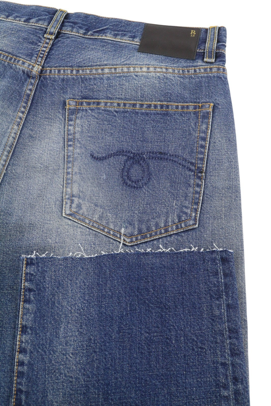 R13 Boyfriend Women Jeans 29 Garnet Blue Washed Faded Cropped Ankle Zip