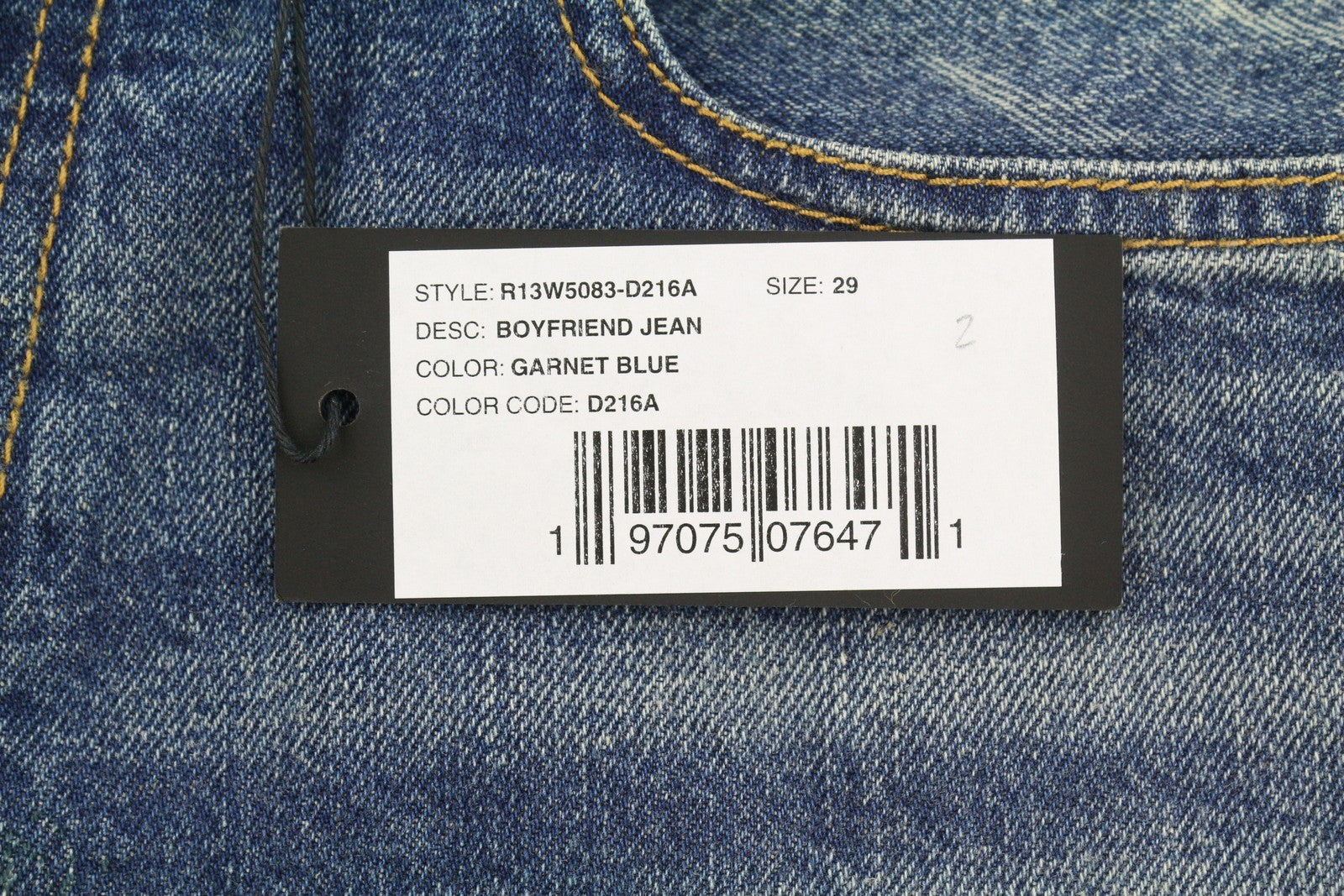 R13 Boyfriend Women Jeans 29 Garnet Blue Washed Faded Cropped Ankle Zip