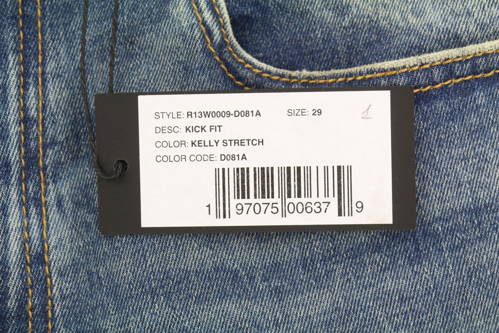 R13 Kick Fit Women Jeans 29 Kelly Stretch Whisker Fade Cropped RRP699