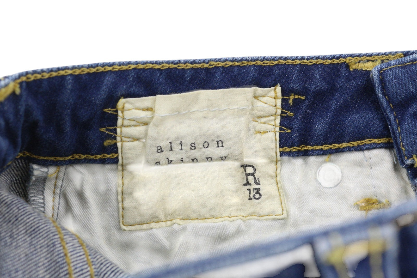 R13 Alison Skinny Women Jeans 27 Lily Blue FX Washed Faded Zip Denim