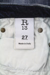 R13 Alison Skinny Women Jeans 27 Howell Indigo Cut Hem Black Washed Denim