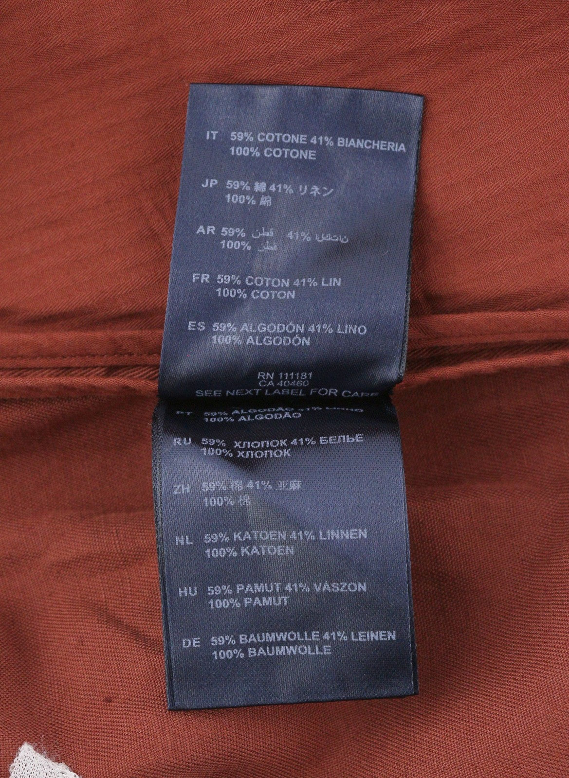 ANTONY MORATO Men Trousers W36 Rust Brown Linen Blend Pleated Elastic Waist