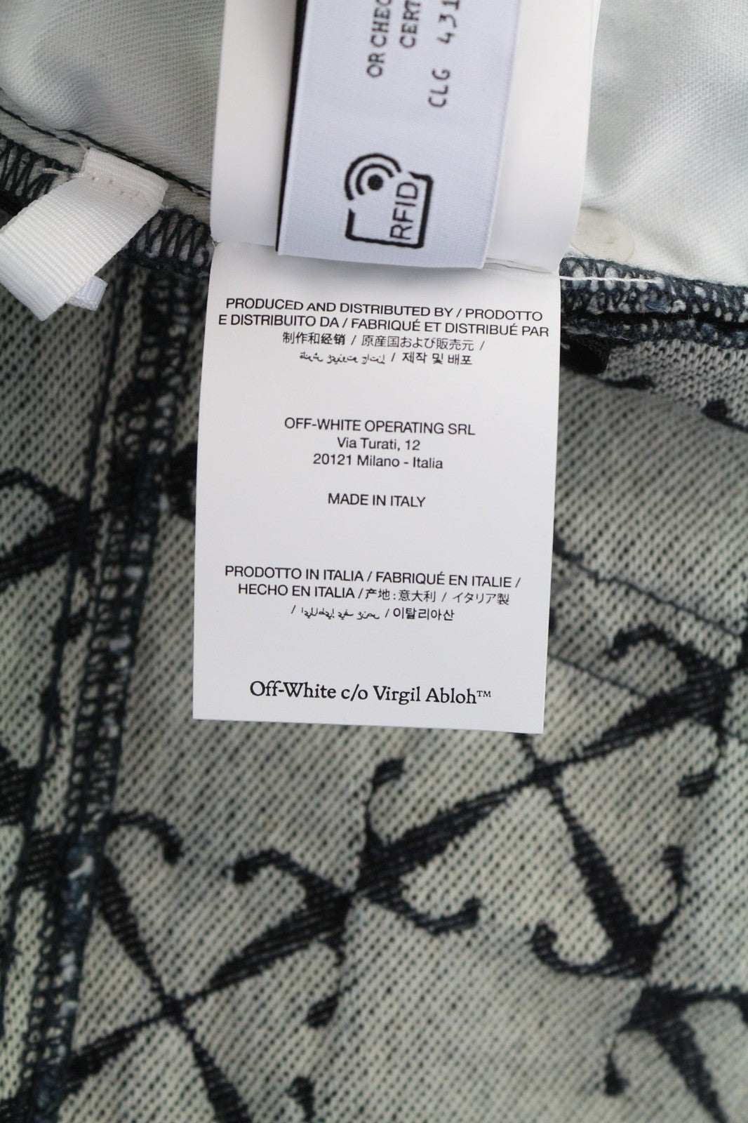 OFF-WHITE Men Jeans W33 Arrow Jacquard Straight Cotton Blue 5 Pocket