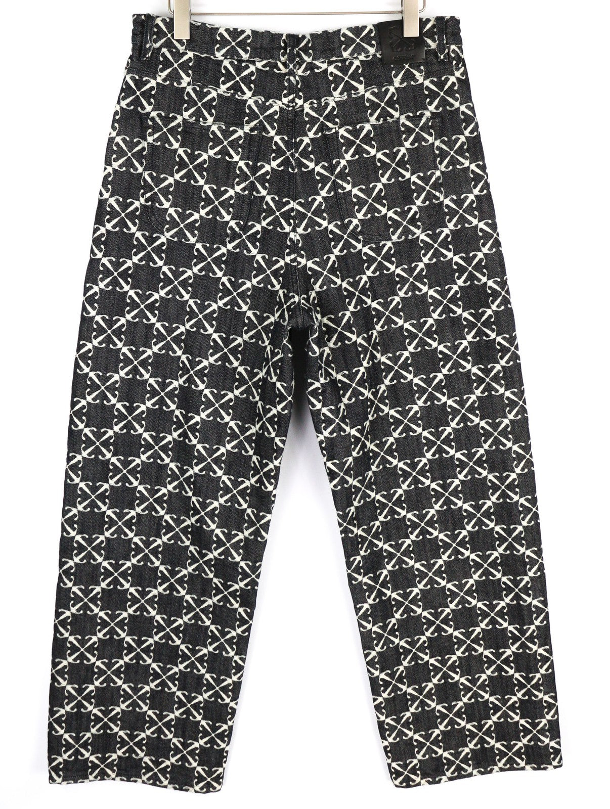 OFF-WHITE Men Jeans W33 Arrow Jacquard Straight Cotton Blue 5 Pocket