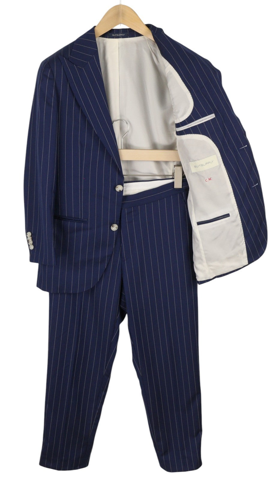 SUITSUPPLY La Spalla Brescia Men Suit UK34R UK36L Blue Wool Pinstripe 2 Piece