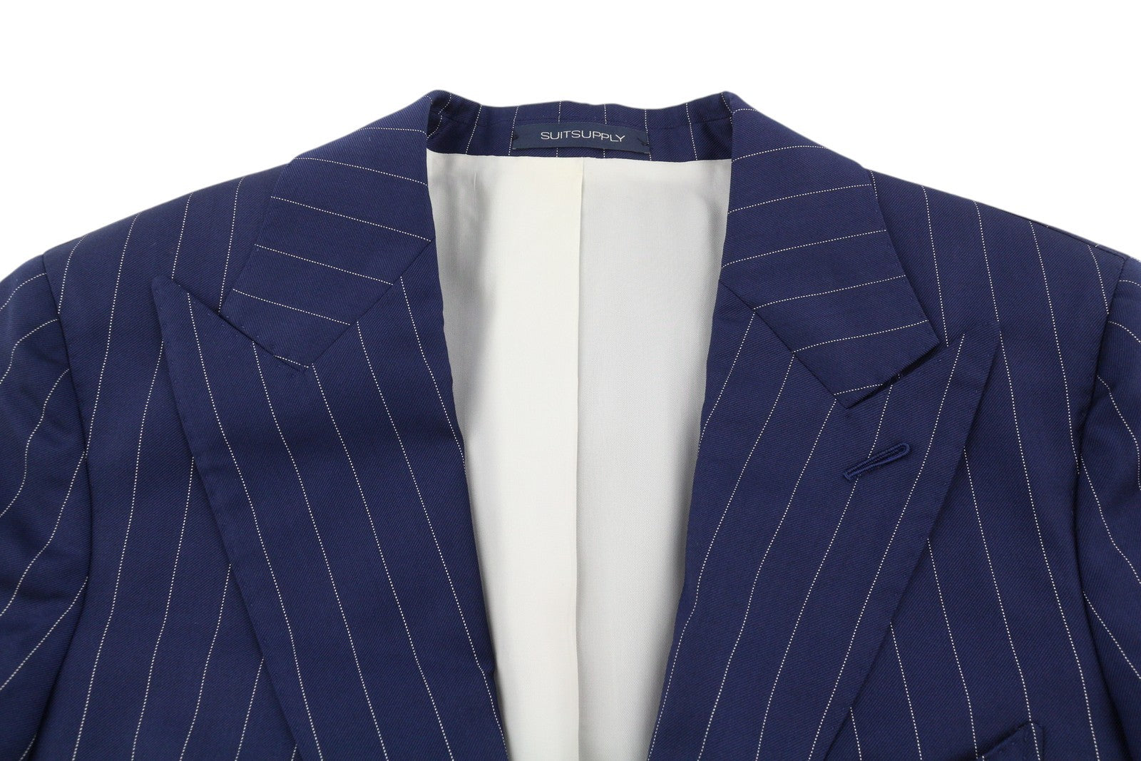 SUITSUPPLY La Spalla Brescia Men Suit UK34R UK36L Blue Wool Pinstripe 2 Piece