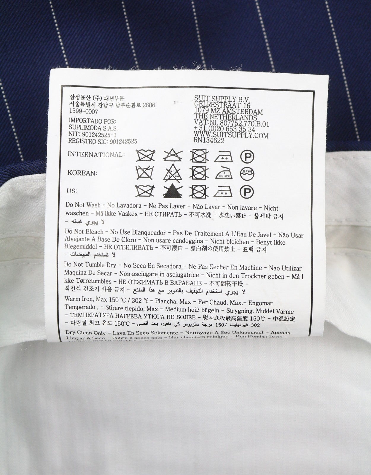 SUITSUPPLY La Spalla Brescia Men Suit UK34R UK36L Blue Wool Pinstripe 2 Piece