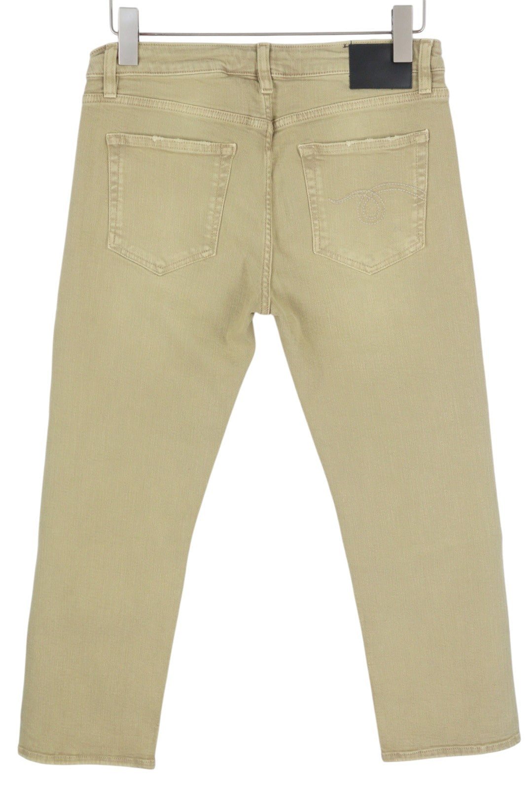 R13 Boy Straight Women Jeans 29 Khaki Stretchy Faded Casual Ankle RRP699