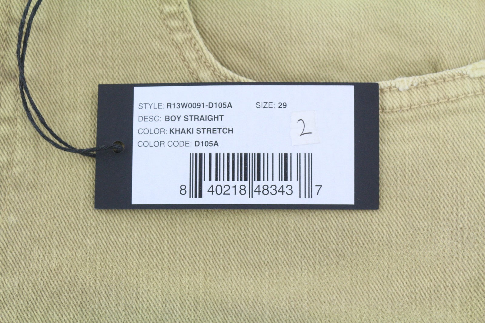 R13 Boy Straight Women Jeans 29 Khaki Stretchy Faded Casual Ankle RRP699