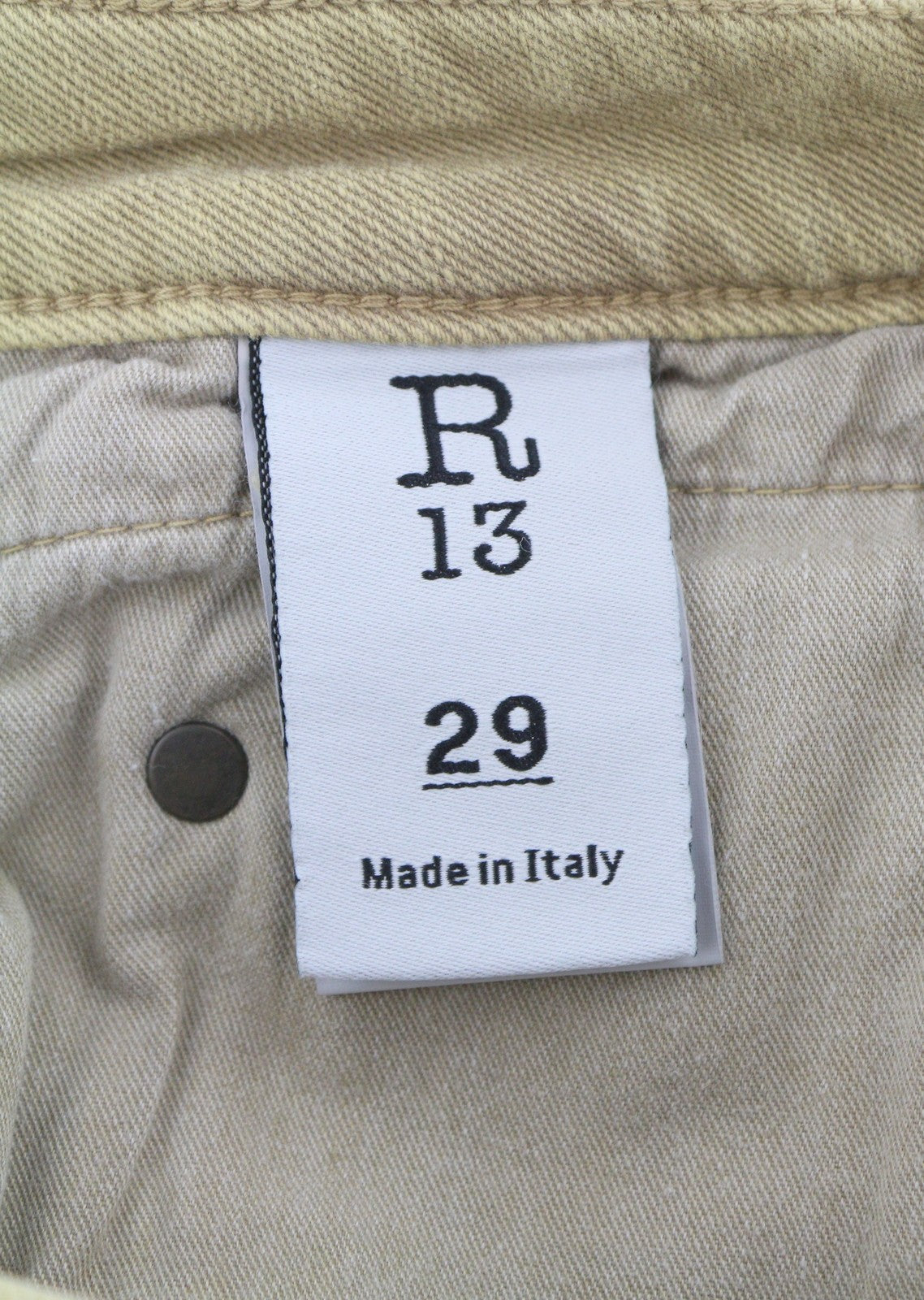 R13 Boy Straight Women Jeans 29 Khaki Stretchy Faded Casual Ankle RRP699