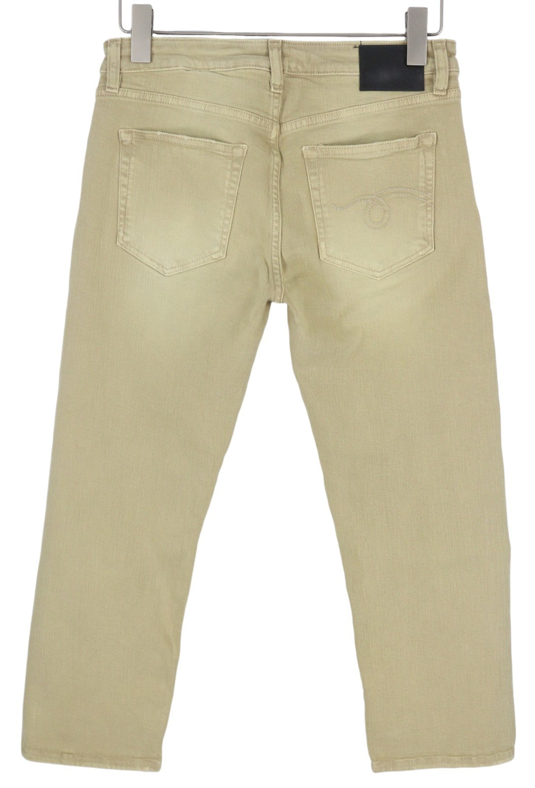 R13 Boy Straight Women Jeans 28 Khaki Stretch Washed Ankled Light Denim RRP699