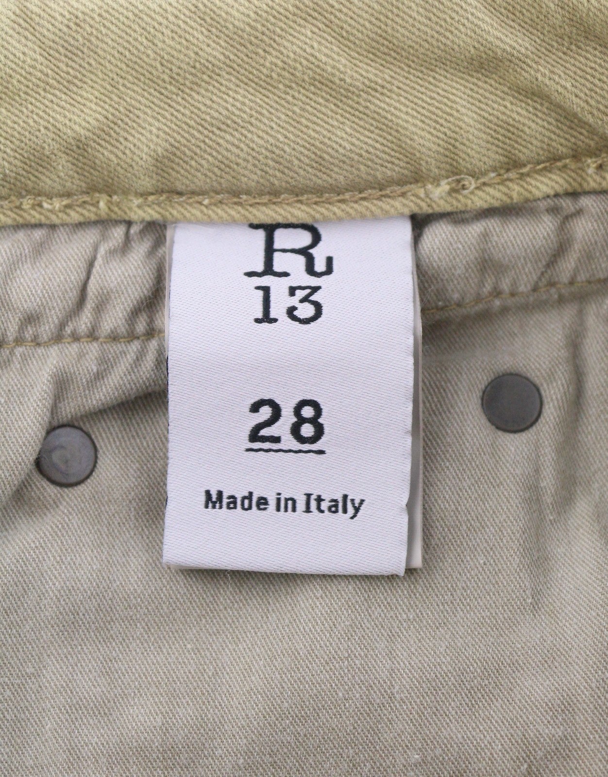 R13 Boy Straight Women Jeans 28 Khaki Stretch Washed Ankled Light Denim RRP699