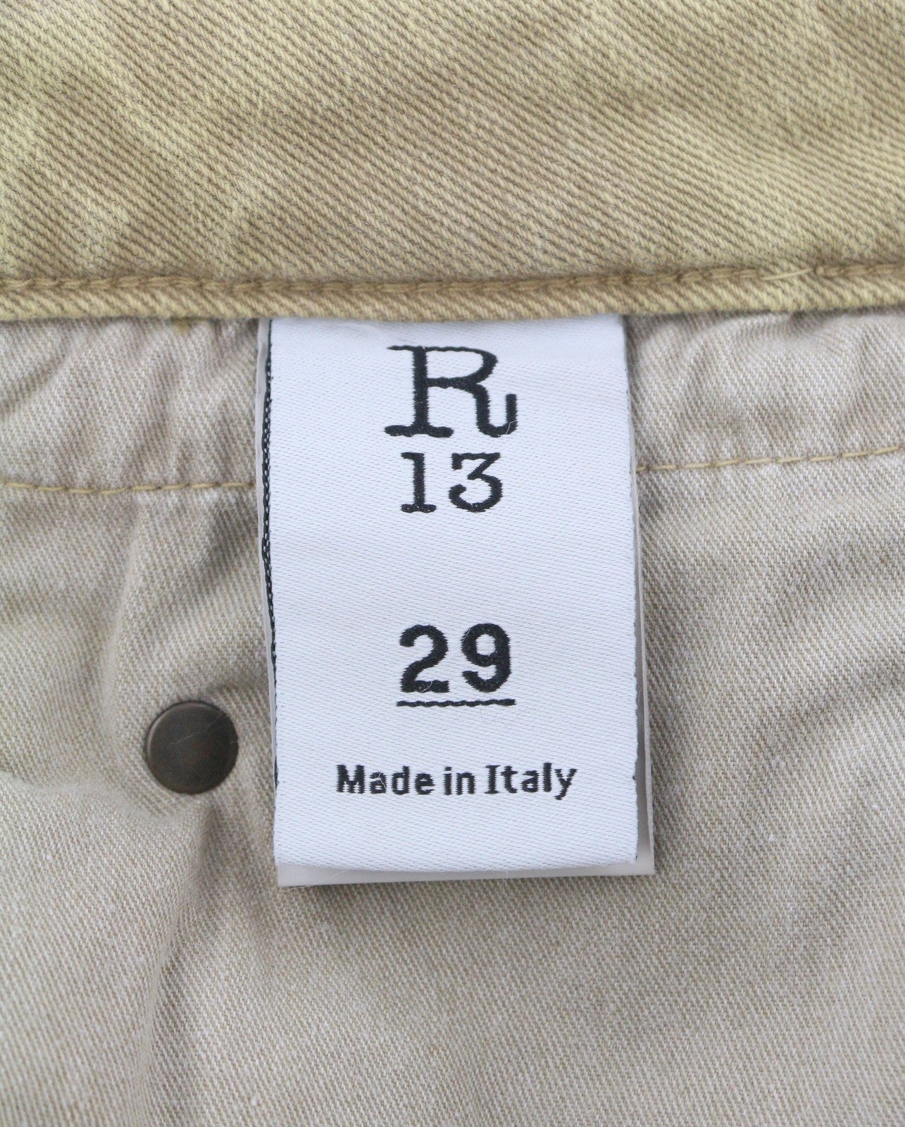 R13 Boy Straight Women Jeans 29 Khaki Stretch Cropped Ankle Denim RRP699