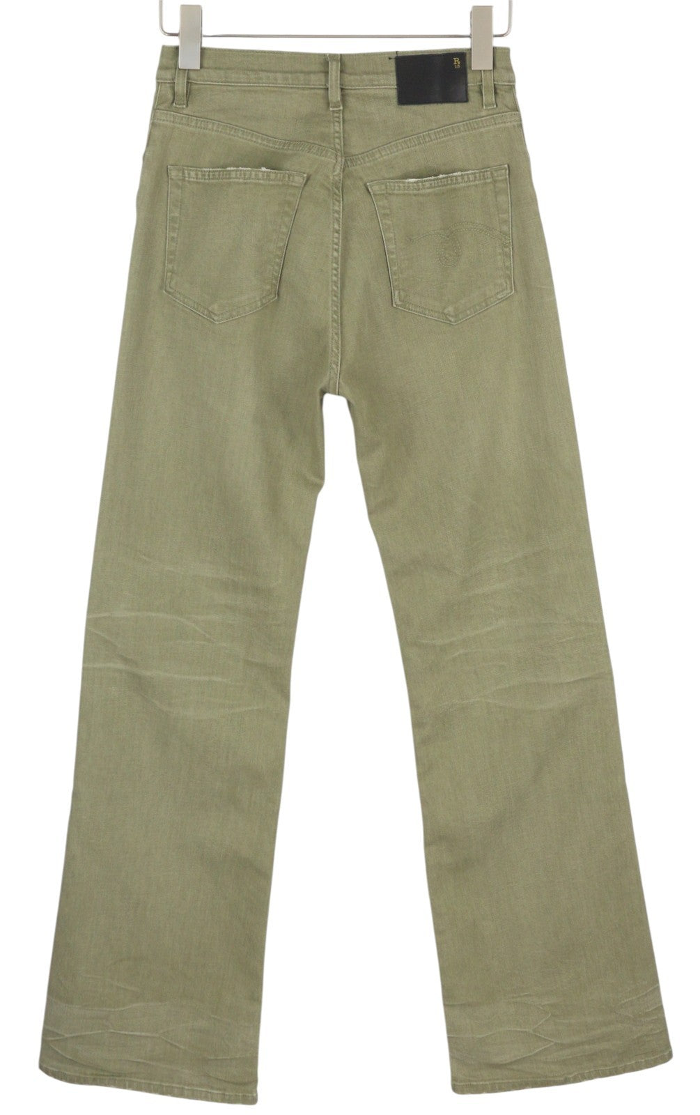 R13 Jane Women Jeans 28 Olive Green Stretch Loose Straight High Rise RRP699